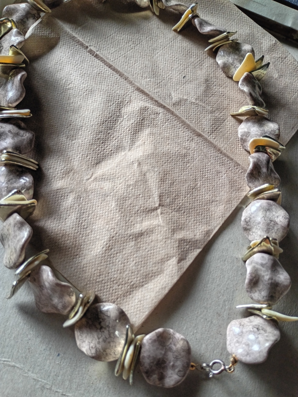 Neutral Stone & Gold Accent Necklace - Women Jewelry